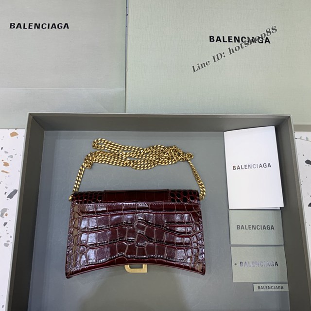 Balenciaga專櫃爆款鱷魚紋迷你女士肩背包 巴黎世家沙漏鏈條斜挎包 fyj1875